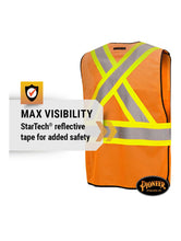 Load image into Gallery viewer, High Visibility Tear-Away Safety Vest for Men &amp; Women - Breathable Mesh - Class 2 - 4 Pockets - Orange
